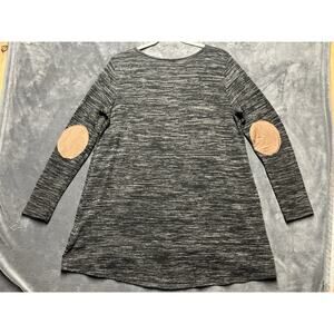 Reborn J Lightweight Tunic Sweater Womans L Gray Suede Elbow Pads Lagenlook